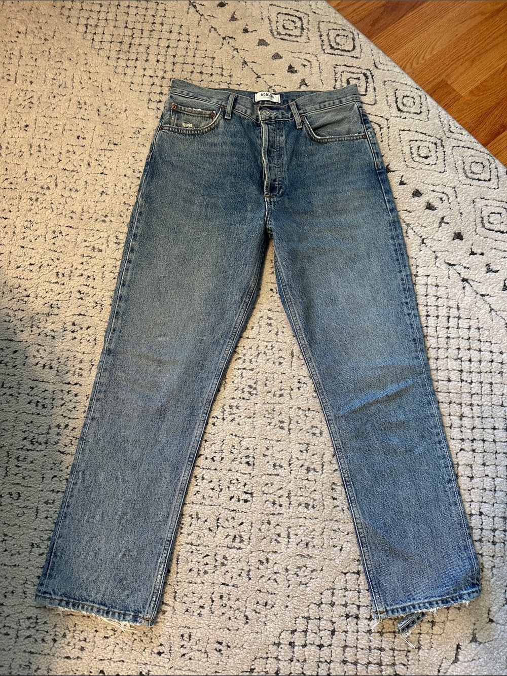 Agolde Women's Straight Jeans in Light Blue Denim